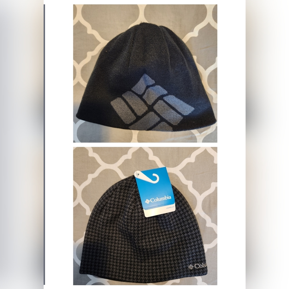 *New With Tags Reversible Columbia Beanie Black and Gray One Size